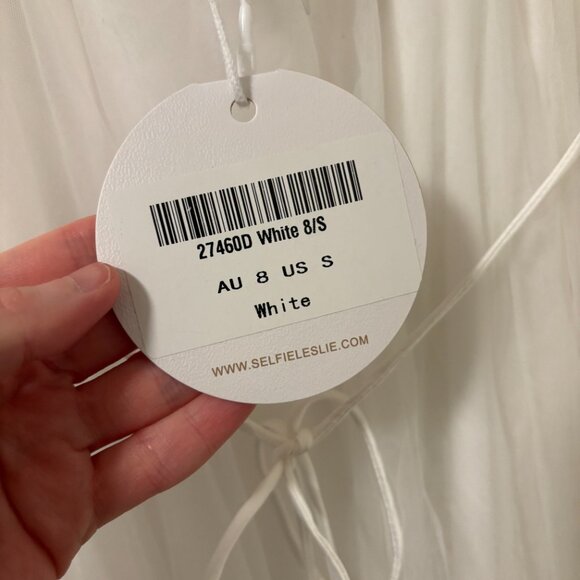 Selfie Leslie Floating By Plunging Neckline Tulle Mesh Overlay Midi Dress White - Picture 7 of 9